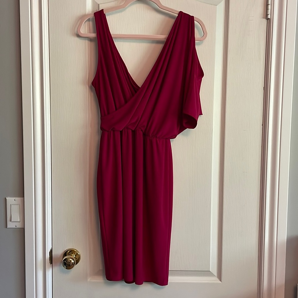 Gorgeous raspberry fuschia dress with elastic waist.